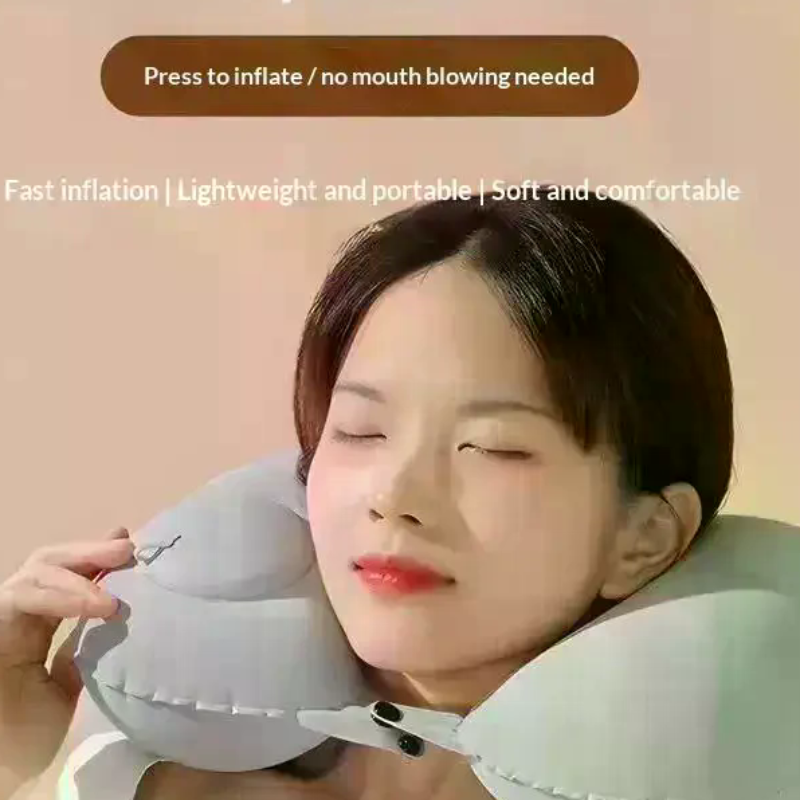 Outdoor Camping Store - Flocking Inflatable Portable Neck Pillow That