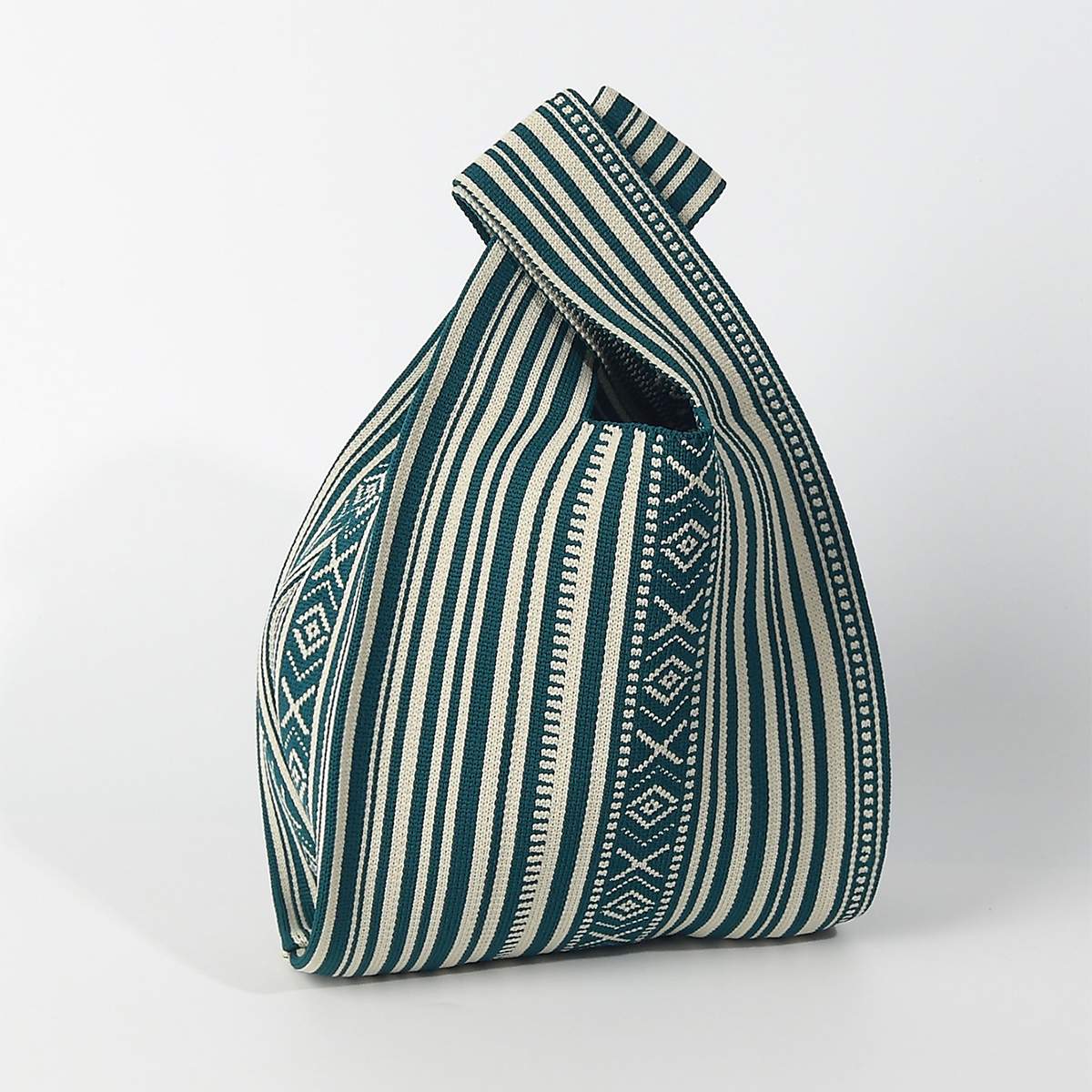 Camping Outdoor Clothing - Line Pattern Knitted Crocheted Breathable Handbag,
