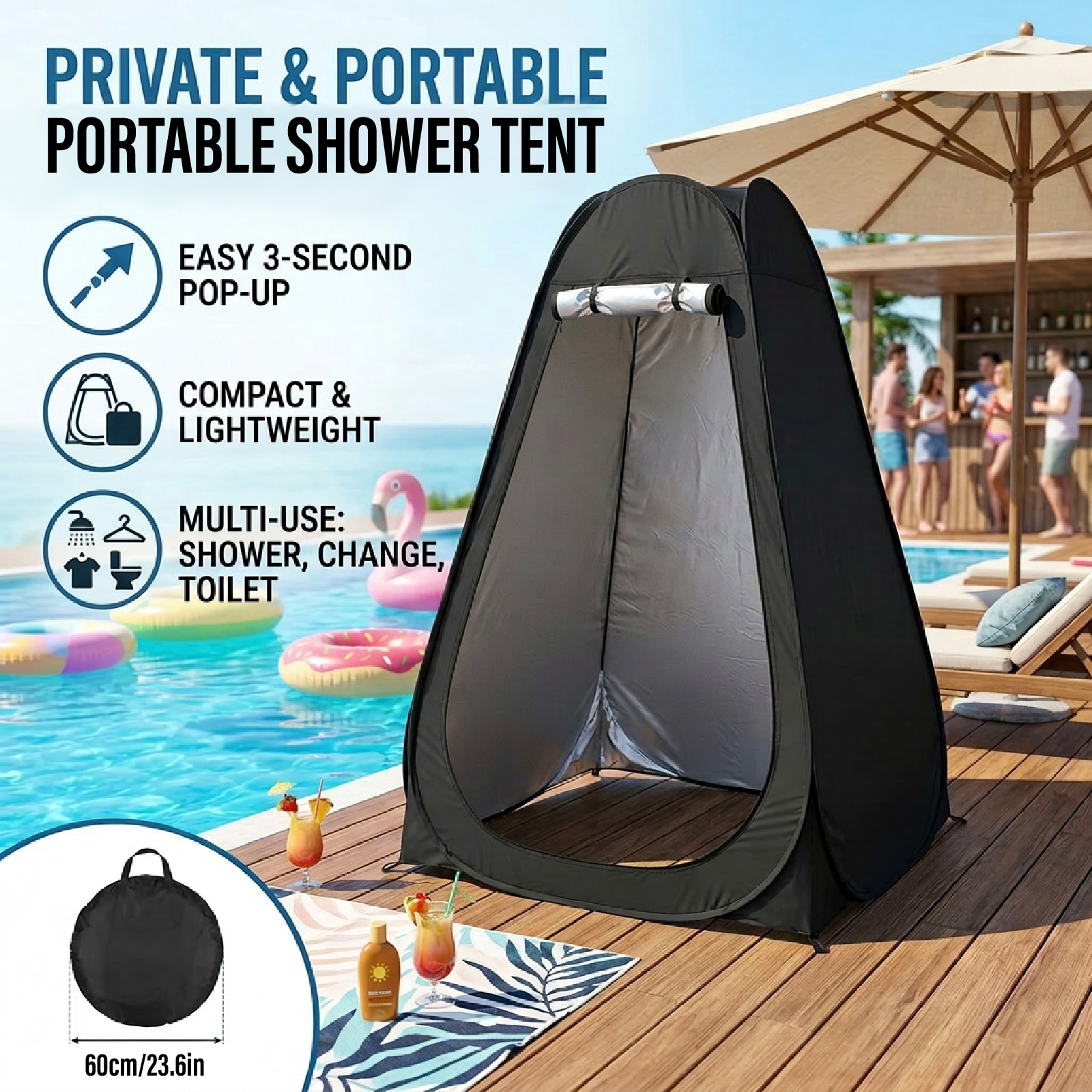 Outdoor Camping Toilet Tent - Portable Pop-Up Privacy Tent Outdoor Shower