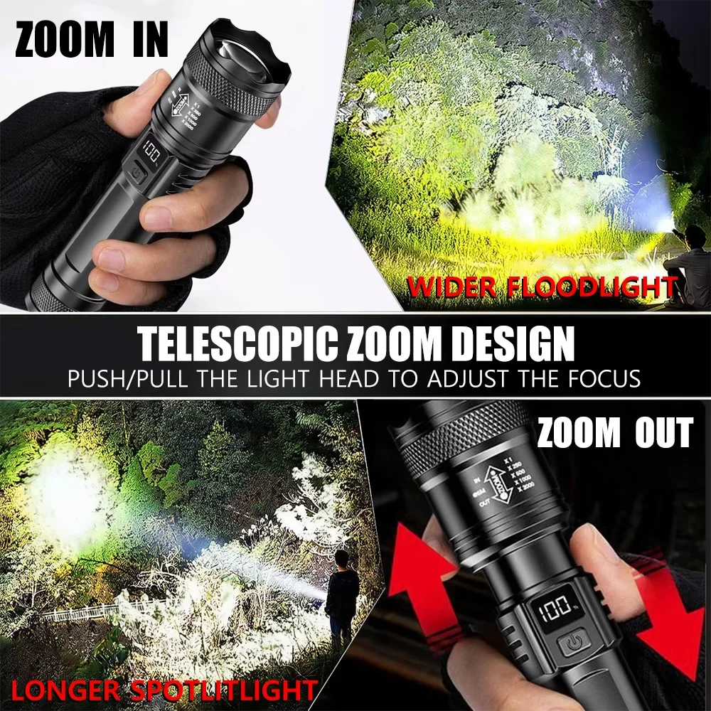 100000LM Super Bright Flashlig - Outdoor Camping Adventure Lamp recensie en prijs
