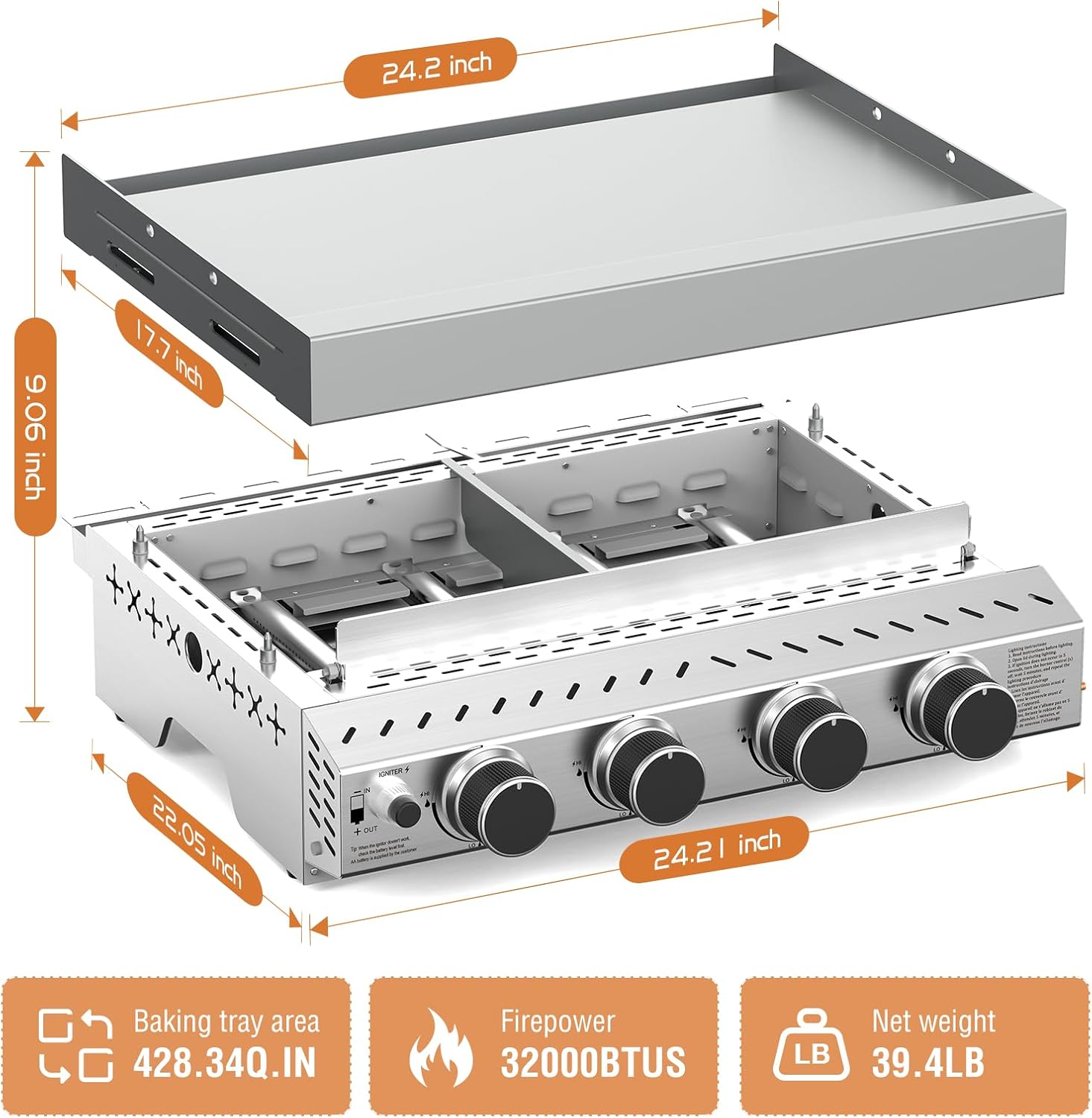 Outdoor 4-Burner 32000 BTU Pro - Outdoor Camping Griddle recensie en prijs