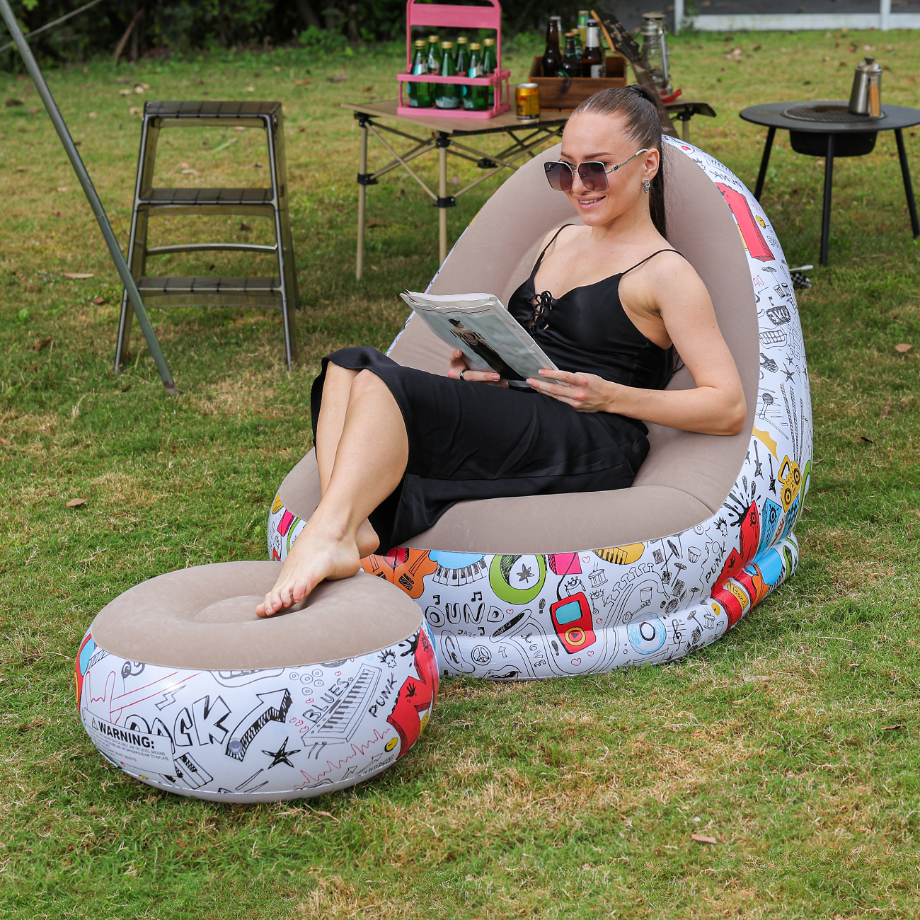 1PC Inflatable Lounger Chair w - Outdoor Camping Table And Chairs recensie en prijs
