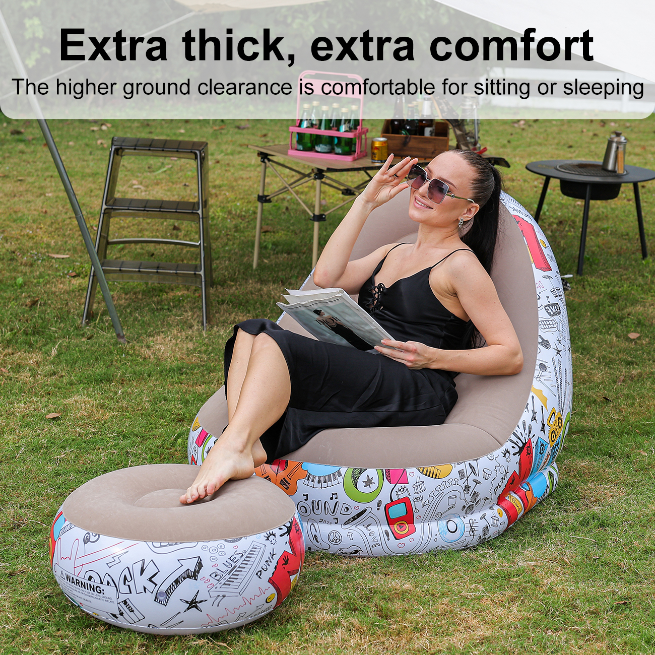 1PC Inflatable Lounger Chair w - Outdoor Camping Table And Chairs recensie en prijs