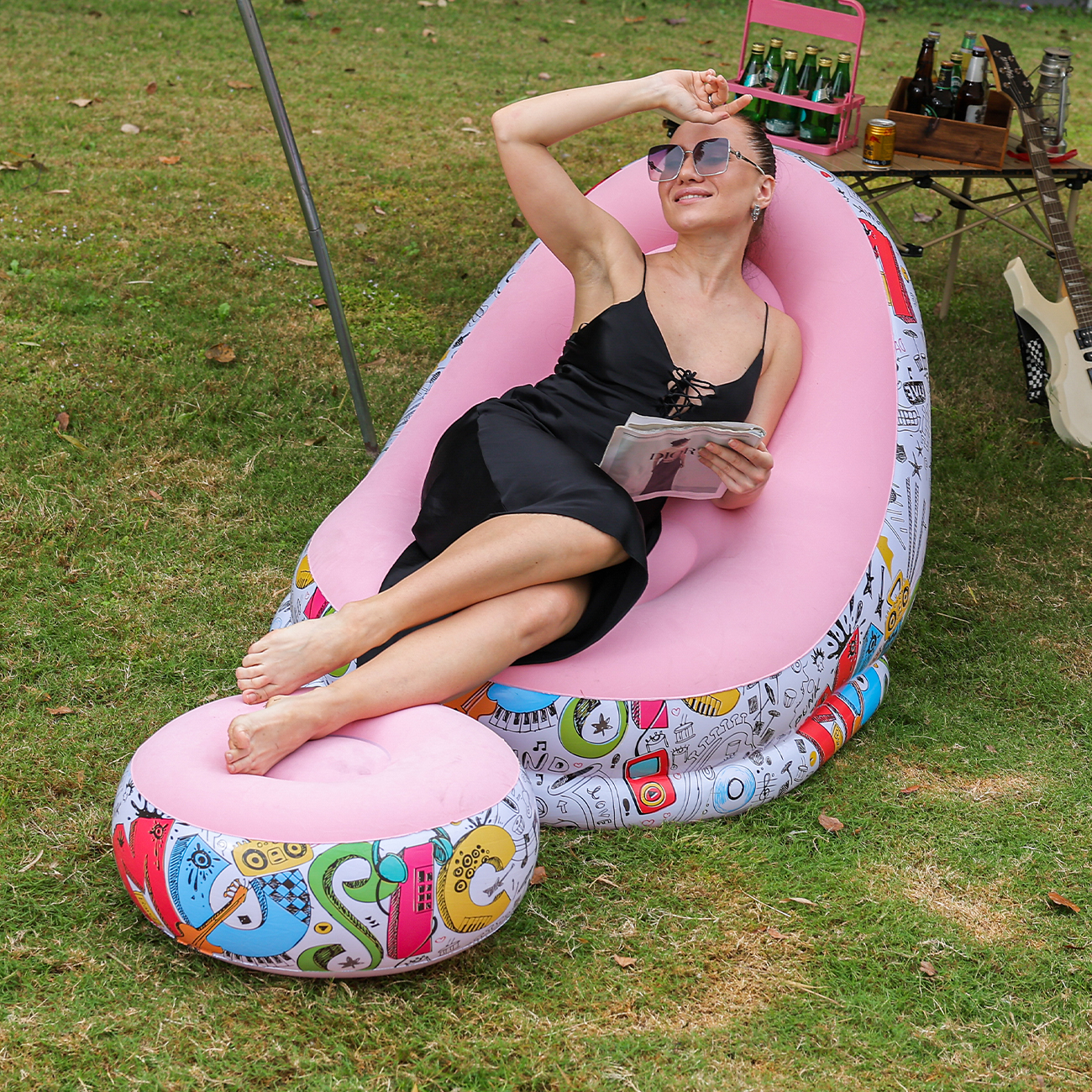 1PC Inflatable Lounger Chair w - Outdoor Camping Table And Chairs recensie en prijs