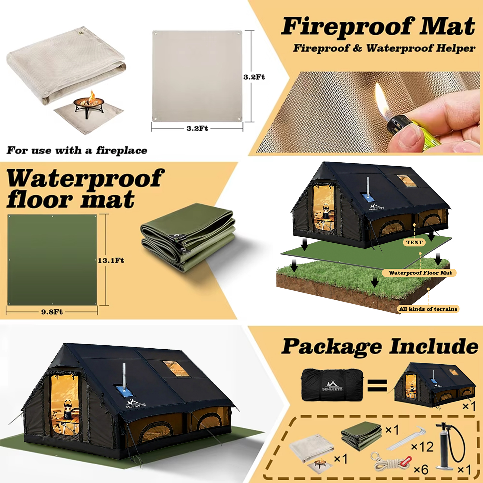 SENLEETO 129FT² Black Inflatab - Outdoor Camping Mats Large recensie en prijs
