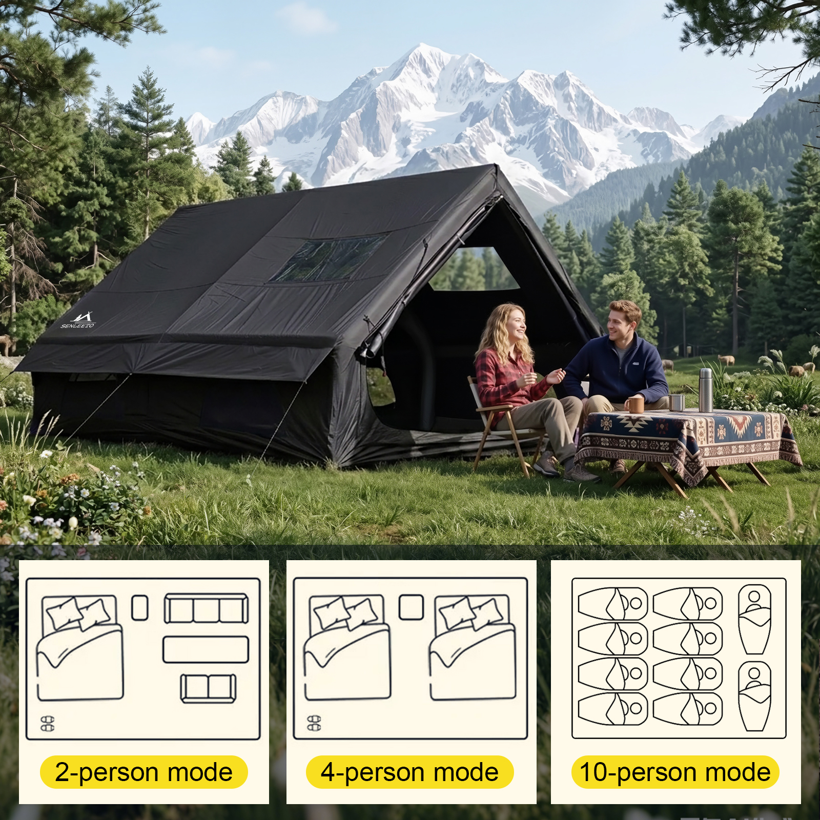 SENLEETO 129FT² Black Inflatab - Outdoor Camping Mats Large recensie en prijs
