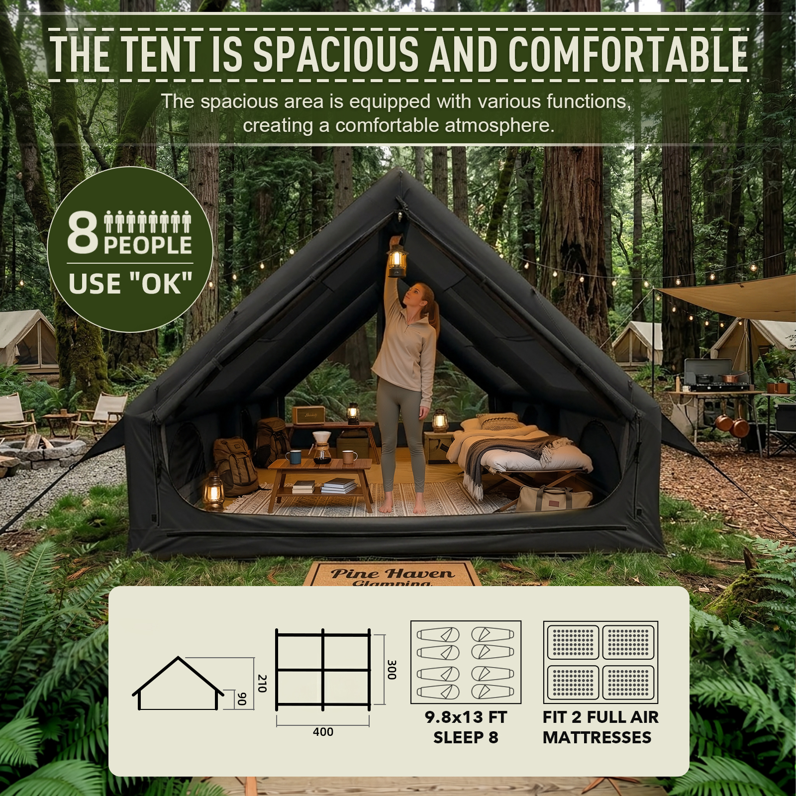 SENLEETO 129FT² Black Inflatab - Outdoor Camping Mats Large recensie en prijs
