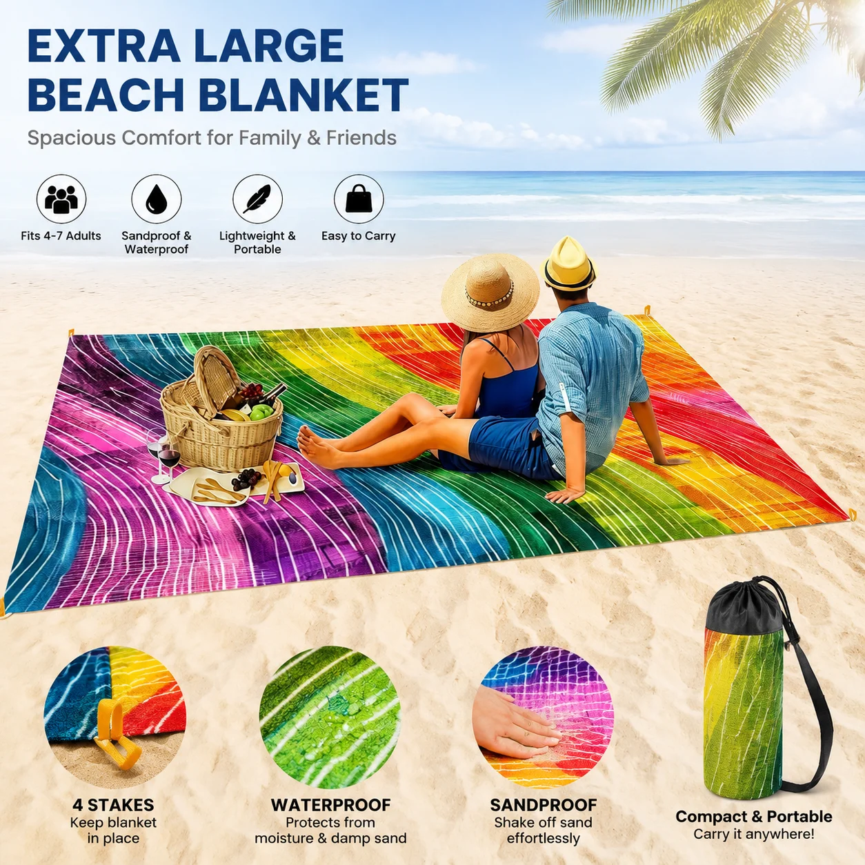 200x240cm Rainbow Beach Mat Sa - Outdoor Camping Mats Large recensie en prijs