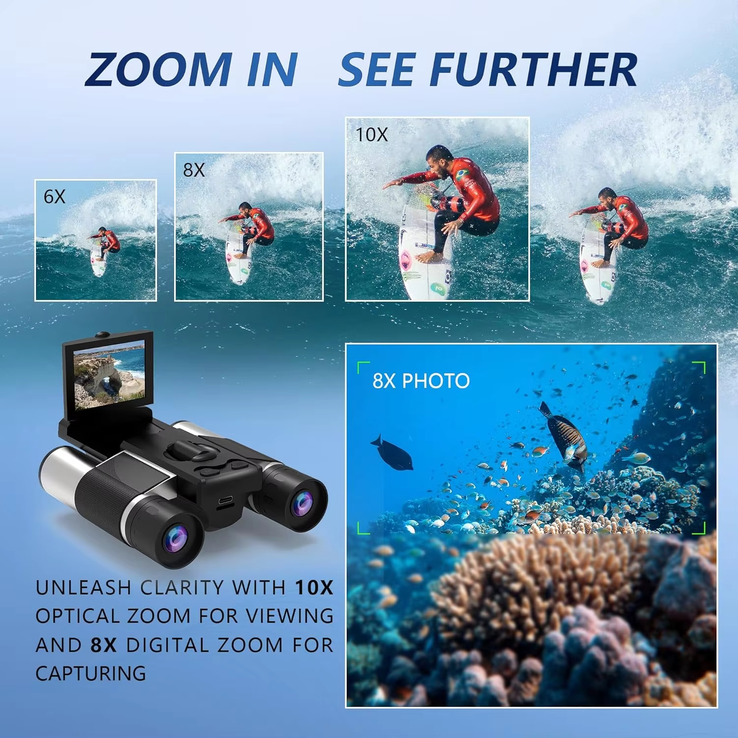 8X Digital Zoom Camera Binocul - Outdoor Camping Videos recensie en prijs