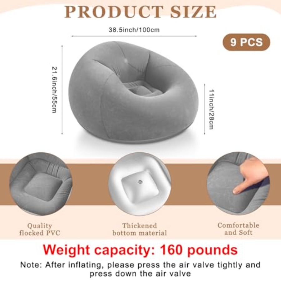 9 Pcs Inflatable Bean Bag Chai - Outdoor Camping Chairs Folding recensie en prijs